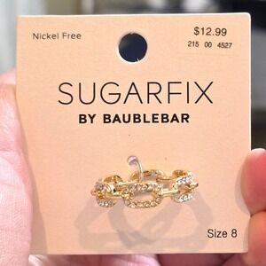 Sugarfix by BaubleBar Gold Pave Chain Link Ring Size 8 Nickel Free New
